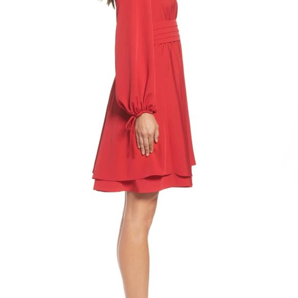 ELIZA J FLARE DRESS LONG SLEEVES RED SIZE 10 NWT - Picture 3 of 5